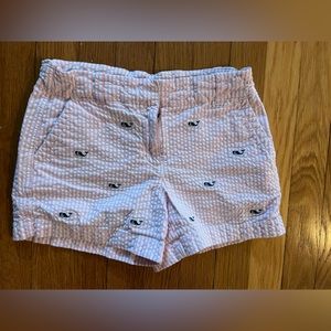 Vineyard Vines size 10 pale pink seersucker shorts with blue whales